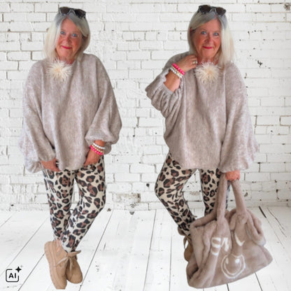 ZETA OTTO Pullover "BATWING", taupe