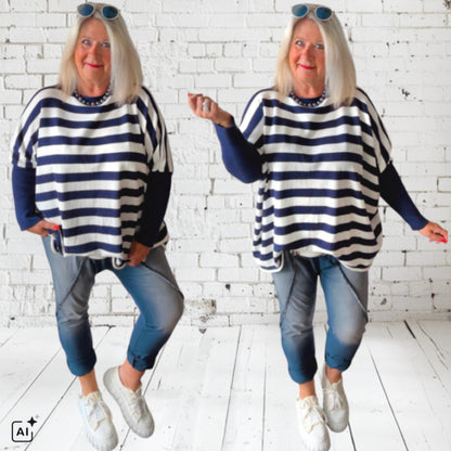 oversized Strickpullover "STRIPEEE", navy