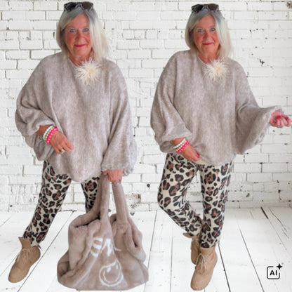 ZETA OTTO Pullover "BATWING", taupe