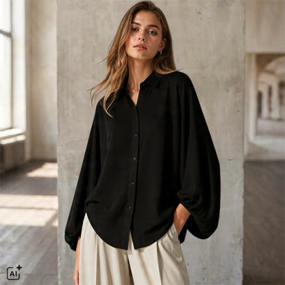 Popeline Bluse "VALLO BALLOON", schwarz