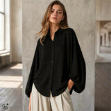 Popeline Bluse "VALLO BALLOON", schwarz