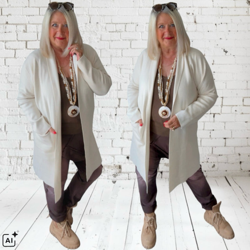Strickjacke | Cardigan "COZY GLAM", ecru