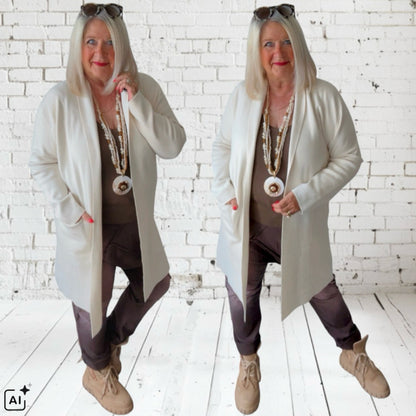 Strickjacke | Cardigan "COZY GLAM", ecru