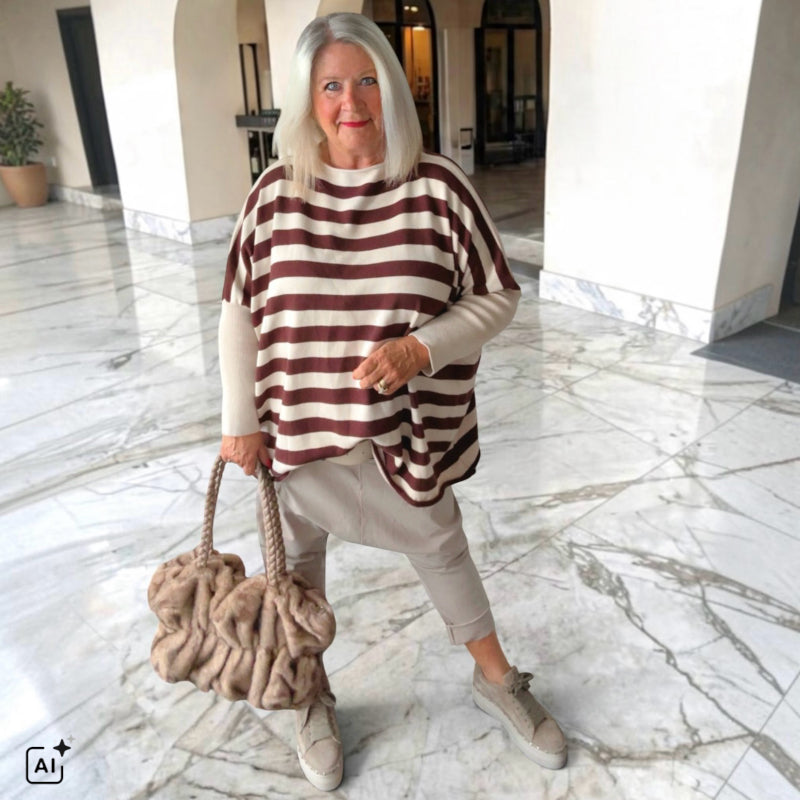 oversized Strickpullover "STRIPEEE", schoko