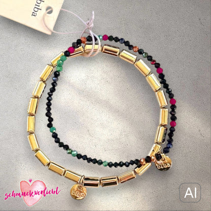 BIBA Crystal-Armband-Set, schwarz-multi/gold