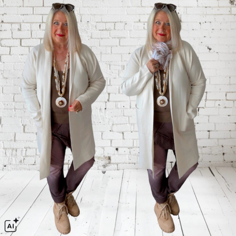 Strickjacke | Cardigan "COZY GLAM", ecru
