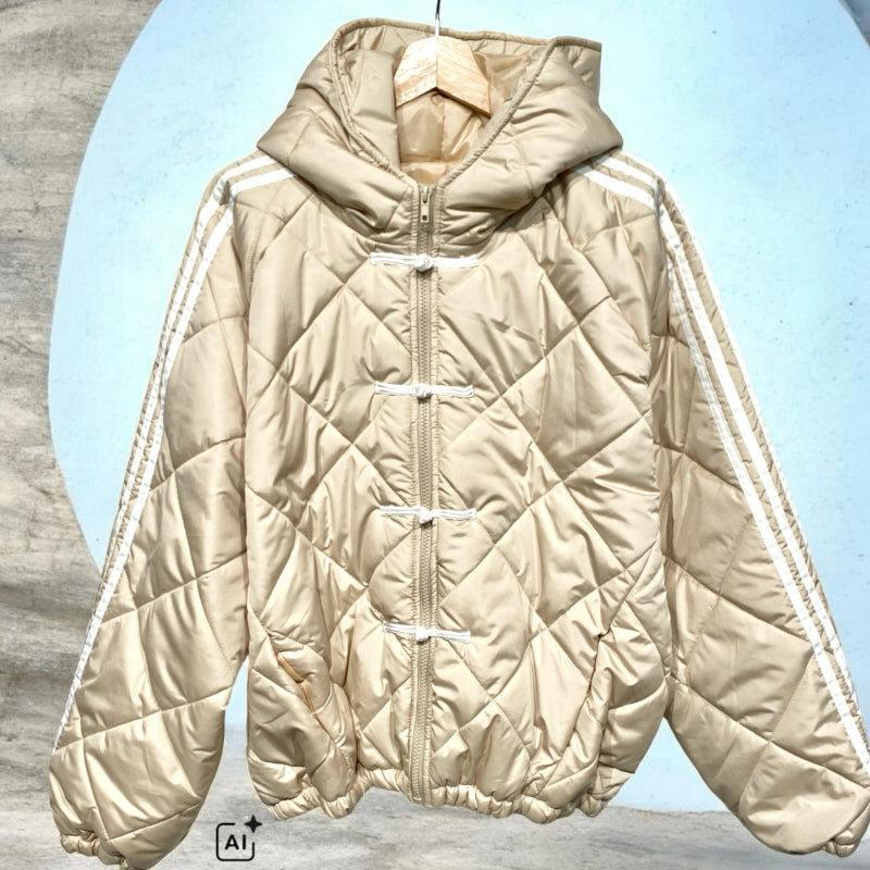Steppjacke "QUILTED" mit Streifen, beige