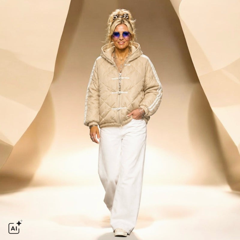 Steppjacke "QUILTED" mit Streifen, beige