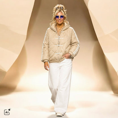 Steppjacke "QUILTED" mit Streifen, beige