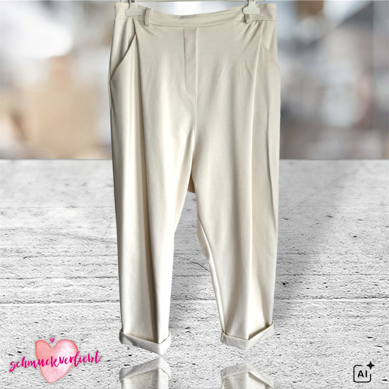 Edle Baggyhose "PLEATS" mit Bundfalten, ecru