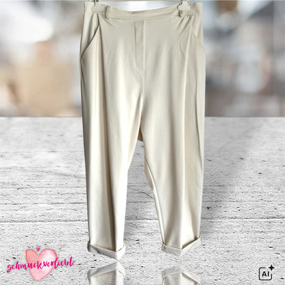 Edle Baggyhose "PLEATS" mit Bundfalten, ecru