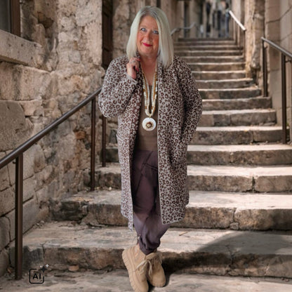 Strickjacke | Cardigan "COZY LEOPARD", schoko