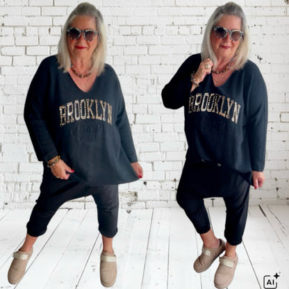 Strickpulli "BROOKLYN", schwarz/Leo