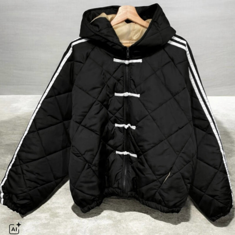 Steppjacke "QUILTED" mit Streifen, schwarz