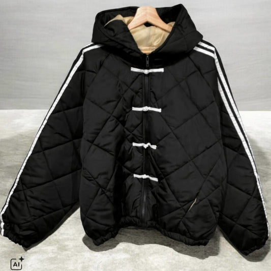 Steppjacke "QUILTED" mit Streifen, schwarz