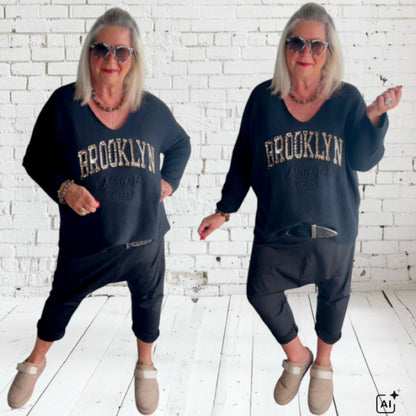 Strickpulli "BROOKLYN", schwarz/Leo