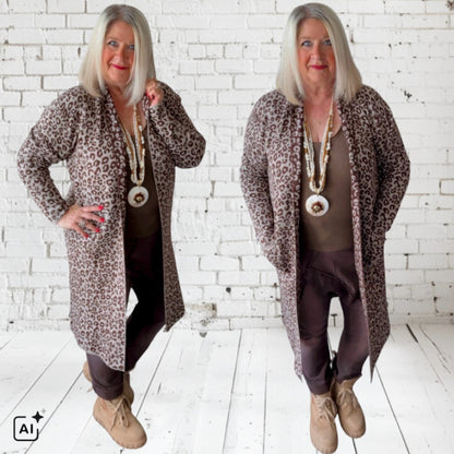 Strickjacke | Cardigan "COZY LEOPARD", schoko