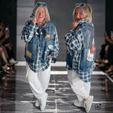 ROSE Flanell/Denim Hemd/Jacke "MOUSE", kariert mit Pailetten