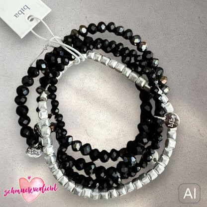 BIBA Crystal-Armband-Set, schwarz/silber