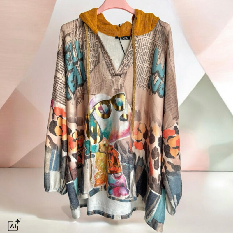 Strick Hoodie "COMIC" (Model 2), multi