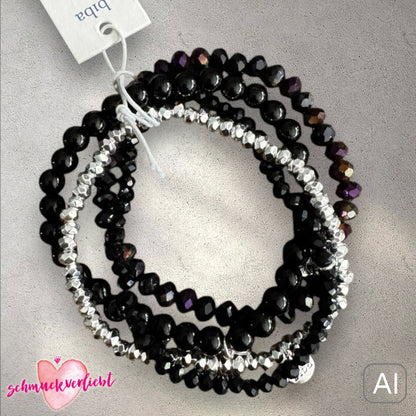BIBA Crystal-Armband-Set, schwarz/silber