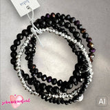 BIBA Crystal-Armband-Set, schwarz/silber