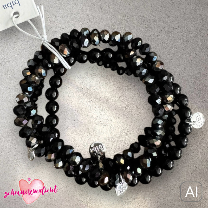 BIBA Crystal-Armband-Set, schwarz-braun