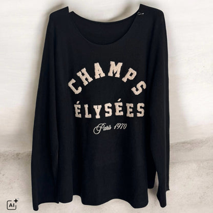 Strickpulli "CHAMPS ÉLYSÈES", schwarz/beige