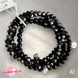 BIBA Crystal-Armband-Set, schwarz-braun