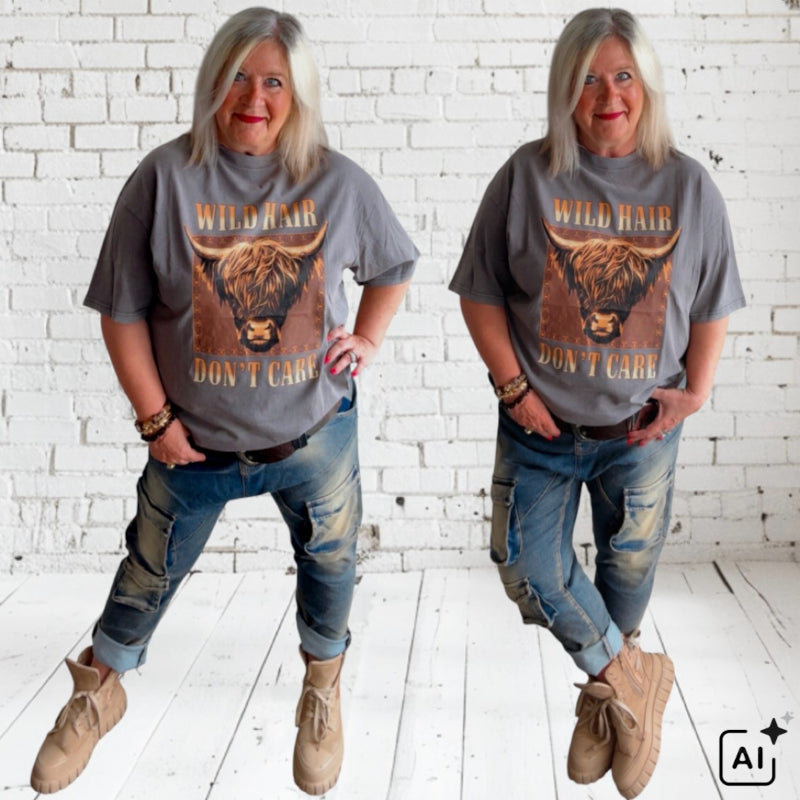 ESVIVID T-Shirt "WILD HAIR", grau
