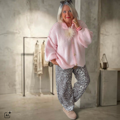 Strickjacke "COZY" mit Goldknöpfen, rosa