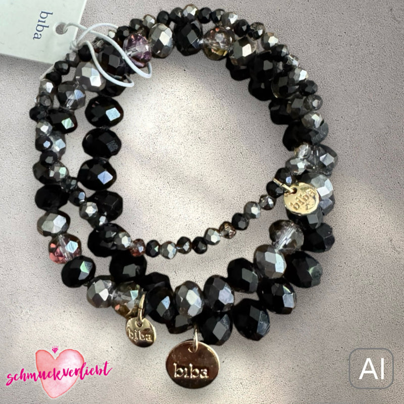 BIBA Crystal-Armband-Set, grau-schwarz