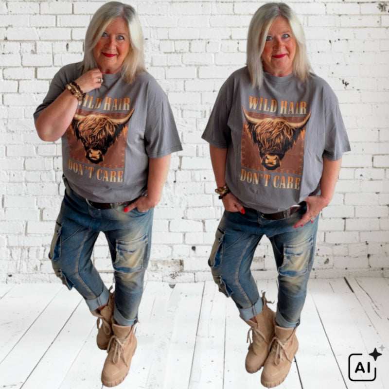 ESVIVID T-Shirt "WILD HAIR", grau