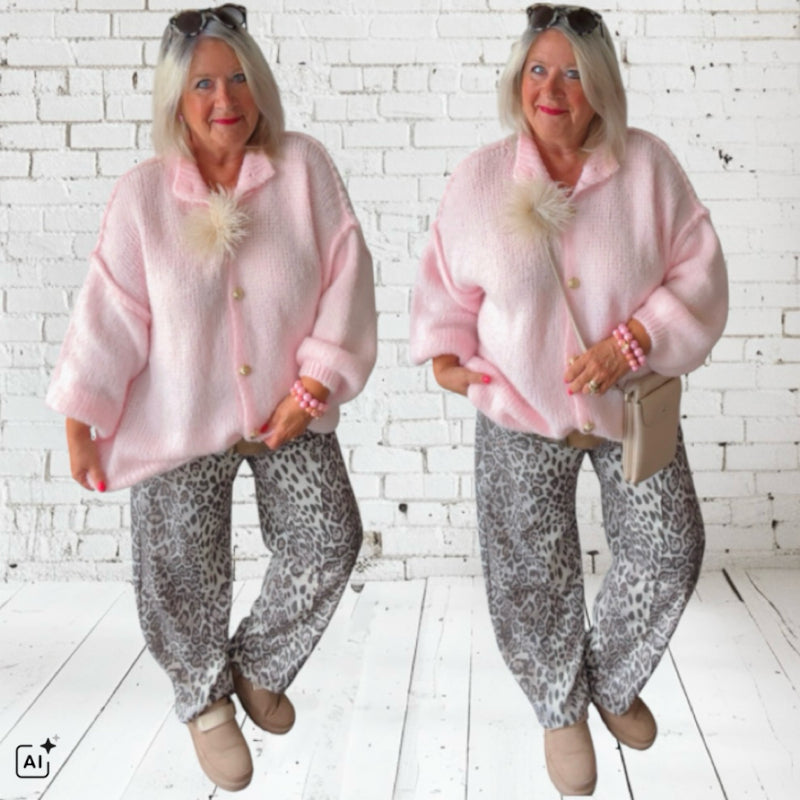 Strickjacke "COZY" mit Goldknöpfen, rosa