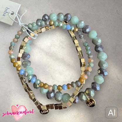 BIBA Crystal-Armband-Set, mint/grau/gold