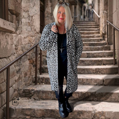 Strickjacke | Cardigan "COZY LEOPARD", s/w
