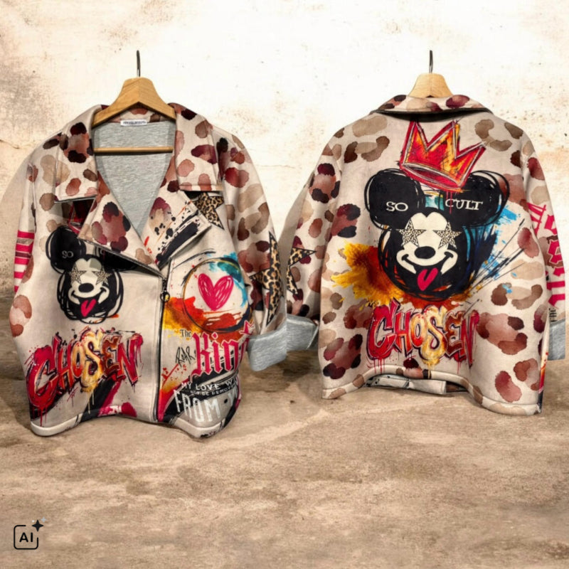 Velour Biker Jacke "CHOSEN", beige-multi