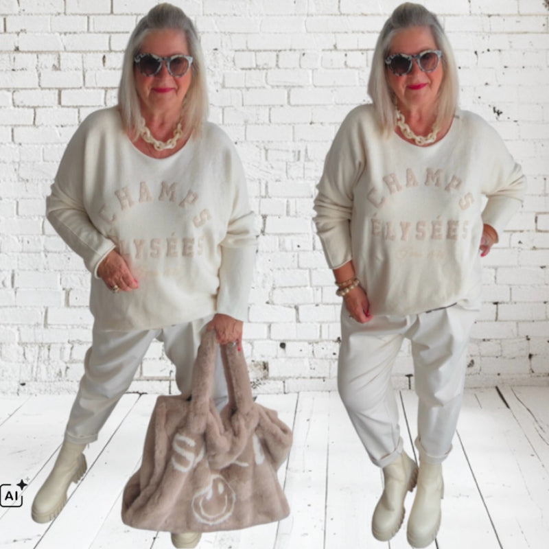 Strickpulli "CHAMPS ÉLYSÈES", ecru/beige