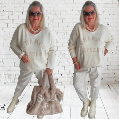 Strickpulli "CHAMPS ÉLYSÈES", ecru/beige