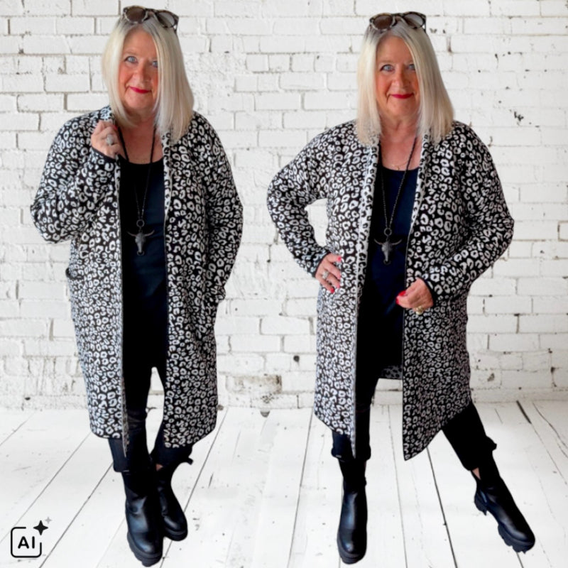 Strickjacke | Cardigan "COZY LEOPARD", s/w