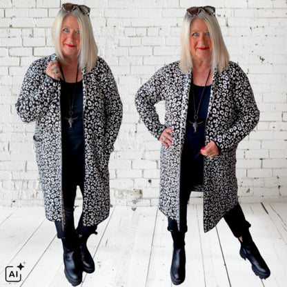 Strickjacke | Cardigan "COZY LEOPARD", s/w