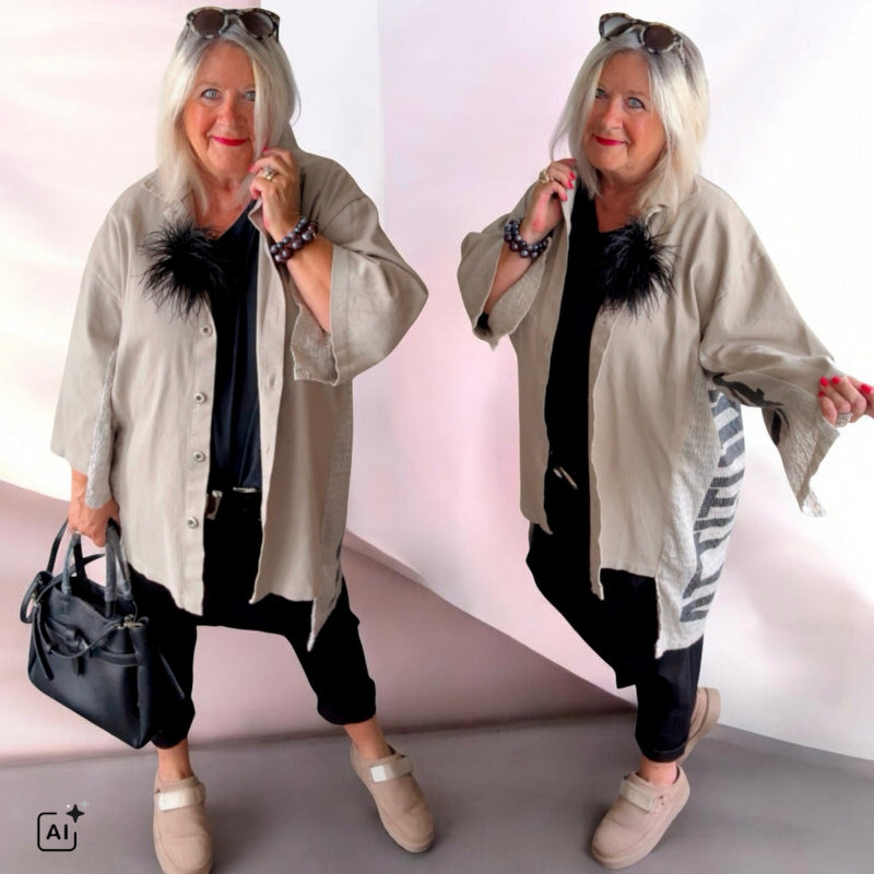 Denim Jacke "HORIZON", taupe