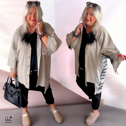 Denim Jacke "HORIZON", taupe