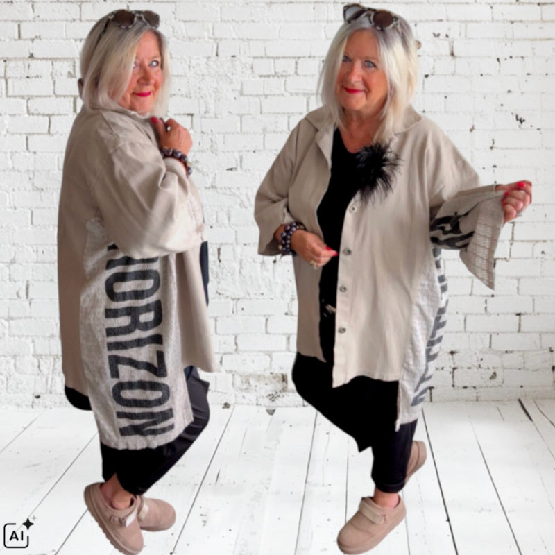 Denim Jacke "HORIZON", taupe