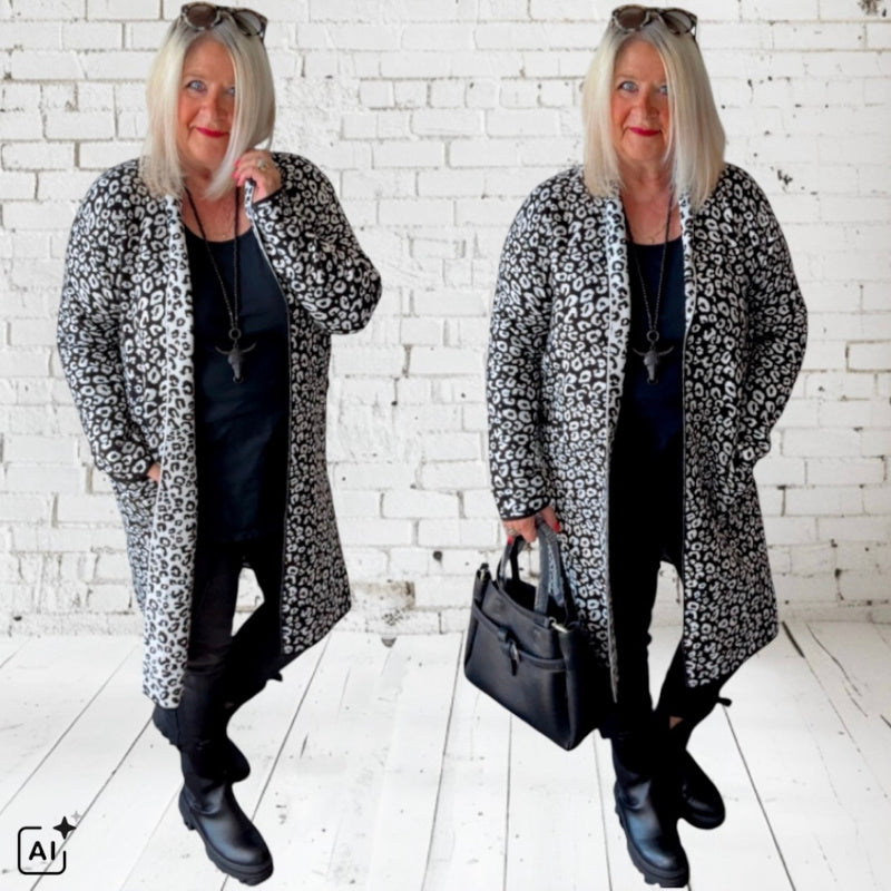 Strickjacke | Cardigan "COZY LEOPARD", s/w