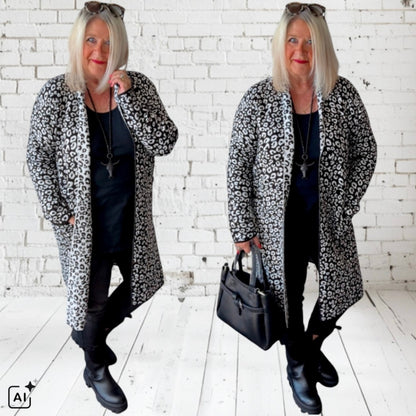 Strickjacke | Cardigan "COZY LEOPARD", s/w