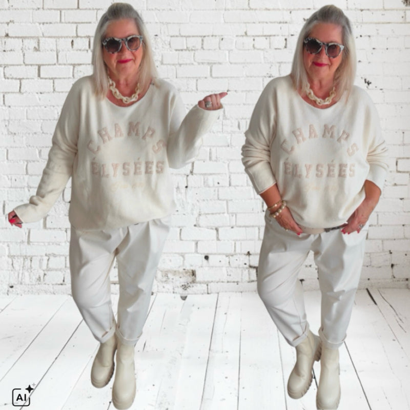 Strickpulli "CHAMPS ÉLYSÈES", ecru/beige