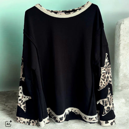 Sweater "STAR PATCH LEO", schwarz