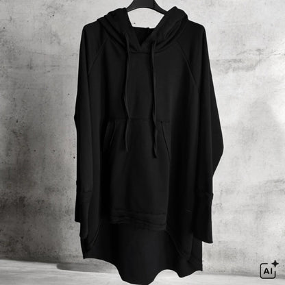 Long Hoodie "ORDINARY", schwarz