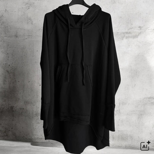 Long Hoodie "ORDINARY", schwarz